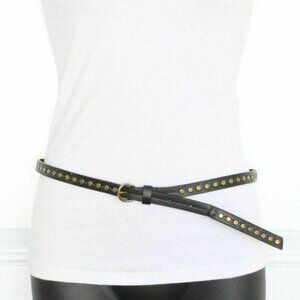 Leather Belt Black Studded Leather Skinny Women's Size Large